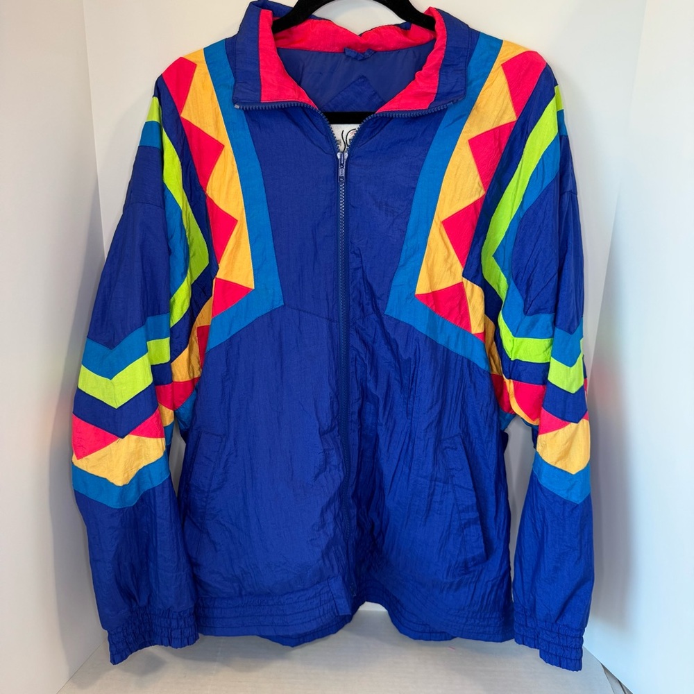 80s Ski Windbreaker Retro Vintage Colorful Size Medium Nylon Zip Vintage
